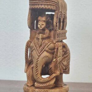 vintage hand-carved wooden elephant figurine